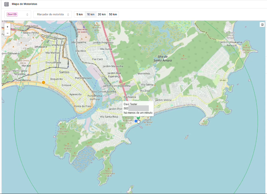 Mapa com filtros